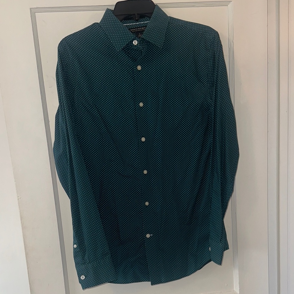 Banana Republic Teal Microdot Button-Down Shirt